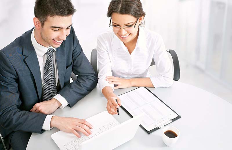 Group of business people smiling in an office